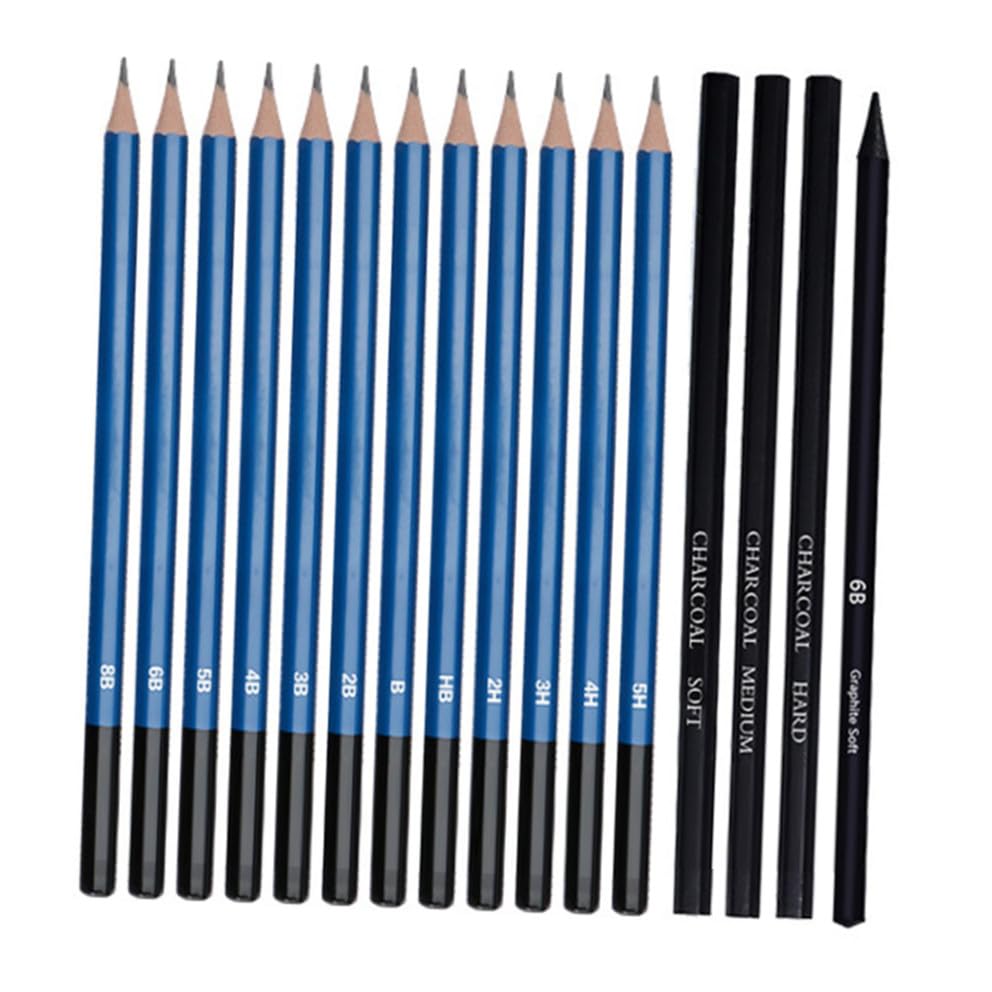 Unomor 26pcs Sketch Drawing Pencil Set for Beginners and Adults, Natural Wood Art Supplies Kit with Assorted Hardness for Sketching, Painting, and Drawing Practice