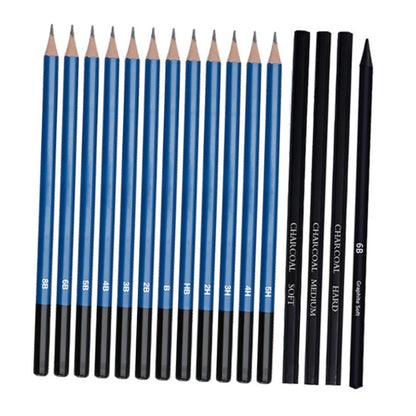 Unomor 26pcs Sketch Drawing Pencil Set for Beginners and Adults, Natural Wood Art Supplies Kit with Assorted Hardness for Sketching, Painting, and Drawing Practice