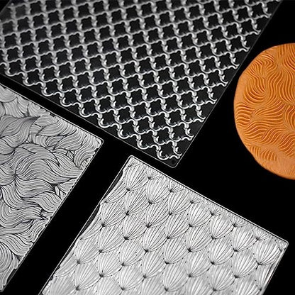 Premium Silicone Texture Stamp Sheets for Polymer Clay Jewelry and Clay Earrings - Set of 3 Floral and Unique Patterns - Easy to Use and Clean (Group 9) - color: Group 9
