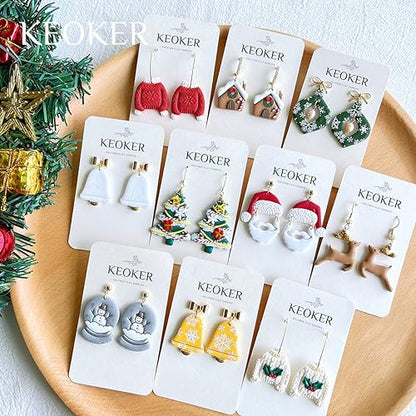 Keoker Christmas Polymer Clay Cutters - 11 Shapes Earrings Cutters for Winter - color: earrings clay cutters