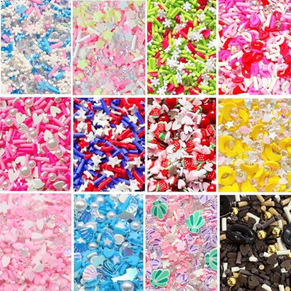EHOPE 120G Fake Sprinkles Resin Sprinkles Fake Candy Sprinkles Clay Sprinkles Polymer Sprinkles Polymer Clay Slices for Nail Art DIY Crafts Cake Phone Case（Clay Slices+Sugar+Zuan+12C-120G - color: 01-Zuan+12Color