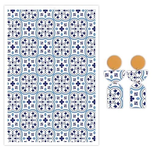 Floral Transfer Paper for Polymer Clay, 10 Pcs Water Transfer Sheets for Polymer Clay, Geometric Flower Decor Polymer Clay Transfer Paper for DIY Art Jewelry Earrings Pendants Making 5.82X3.93in - color: Geometric Flower
