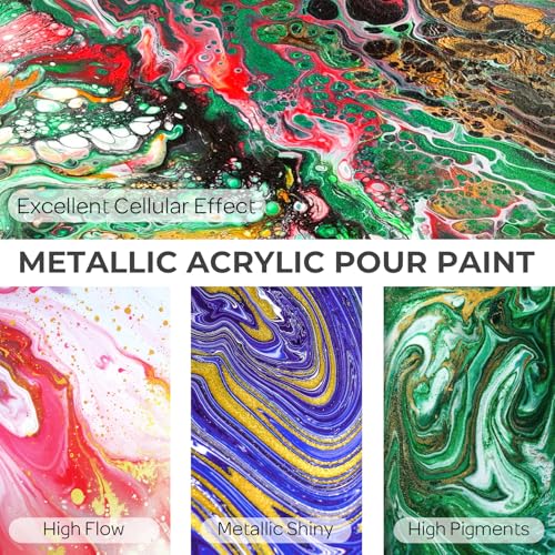 Nicpro 8 Colors 33.8 oz Large Bulk Iridescent Acrylic Pouring Paint Supplies Kit, Premixed High Flow Art Pour Paint with Silicone Pour Oil, Gloves, Tablecloths for Beginner DIY, Ready to Pour - color: Iridescent Color