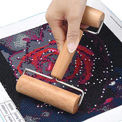 2-In-1 Style Pastry Pizza Roller Wood Brayer Wooden Rolling Pin 5D Diamond-Paint Art Wood Roller for Baking or Ceramic Pottery Clay Working
