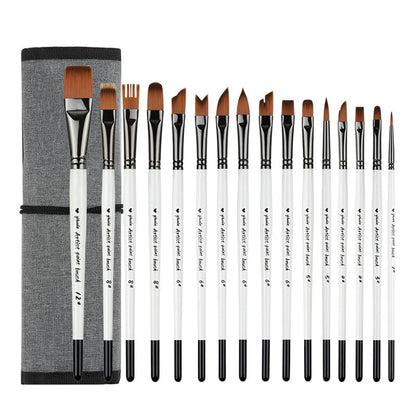 Paint Brushes Set of 16 Pieces YIHUALE Wooden Handles Brushes with Canvas Brush Case, Professional for Oil, Acrylic and Watercolor Painting