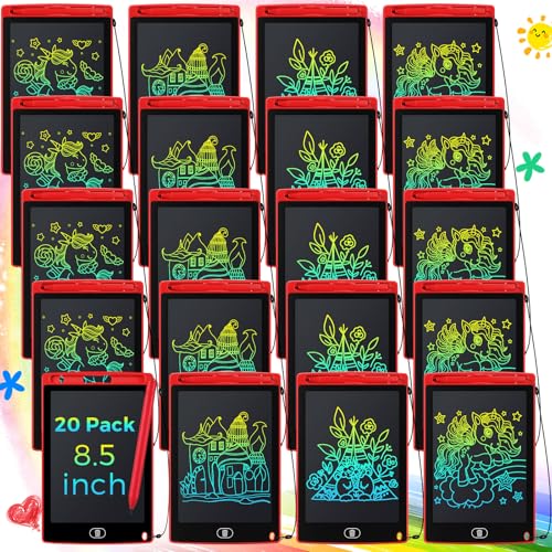 Zhehao 20 Pack LCD Writing Tablet for Kids: 8.5 Inch Colorful Drawing Doodle Boards - Reusable Erasable Doodle Board Educational Learning Toys Gifts for Toddlers Ages 3-8 Party Favors(Red,Classic) - color: Red, style: Classic