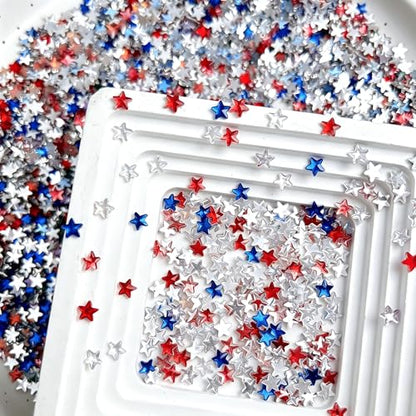 300Pcs Red White Blue Star Nail Rhinestones 4th of July Nail Charms and Gems Flat Back Independence Day Patriotic Star Nail Art Charms Shiny Stars Nail Nail Jewelry for Women Holiday Nail Supplies - color: blue