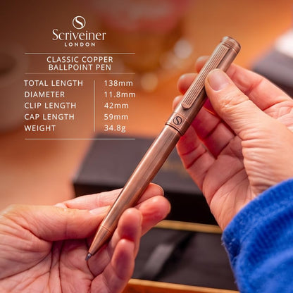Scriveiner Copper Ballpoint Pen - Stunning Luxury Pen, Schmidt Black Refill, Best Ball Pen Gift Set for Men & Women, Professional Executive Office, Nice Fancy Designer Pens - color: 9. Copper