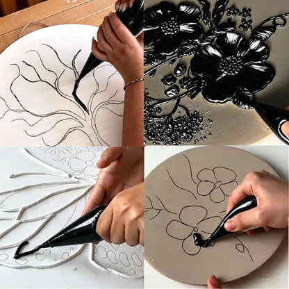 10.56oz/ 300ml Black Modeling Paste & Piping Bags & Brush, 3D Art Texture Paste Fast Drying, High Density Acrylic Medium for Acrylic Painting, DIY Crafts Projects, Sculpture/Wood/Glass/Stone/Canvas - color: Black Modeling Paste + 5pcs Bags+ 1pc Brush