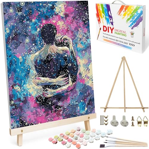 BAISITE Paint by Numbers Kit for Adults Beginners,16" Wx20 L Canvas for Painting Kits for Adults in Colorful Box-Cosmic Hug 8217-Already Stretched on a Wooden Frame - color: HXL-8217-1, size: Already Famed(20"X16")
