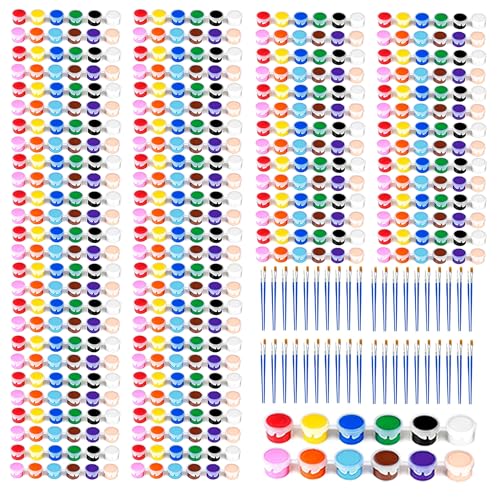 560 Pcs Mini Acrylic Paint Set, 12 Colors Individual Paint Sets with Brushes, 40 Pack Washable Acrylic Paint Set for Birthday Party Favor, Classroom, Arts Crafts - size: 40 Count (Pack of 1)