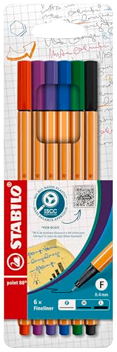 STABILO - point 88 - Fineliner - Pack of 6 - Assorted colors - size: 6 Count (Pack of 1)