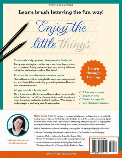 Trace-to-Learn: Short Phrases Lettering Workbook: 20 Inspirational Brush Lettering Quotes to Trace and Copy (Trace-to-Learn Lettering)