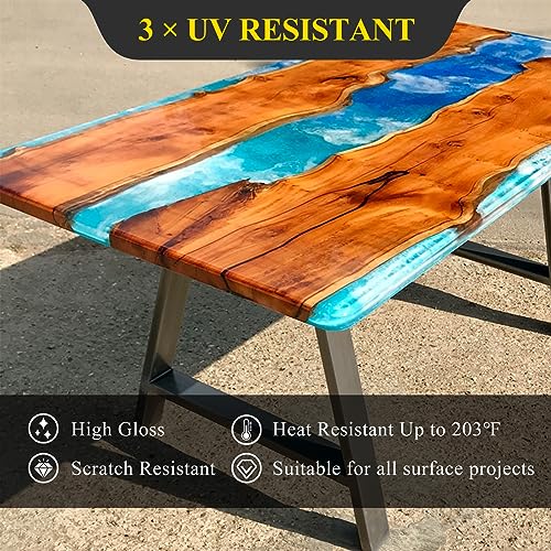 TAKIMO 2 Gallon 3×UV Resistant Resin Kit,No Bubble & Crystal Clear Epoxy Resin for Coating, Casting, Table Top,DIY, Bar Top, River Tables, Resin Art, Wood with High Gloss Finish - size: 2 Gallon UV Resistant Epoxy Kit