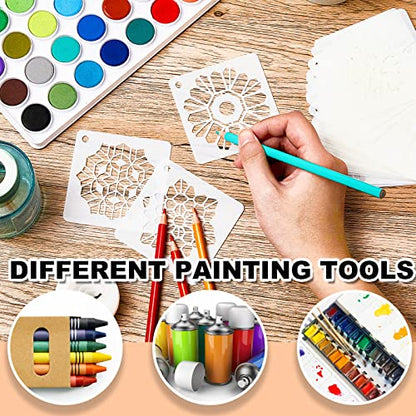 80 Pieces Mandala Stencils for Painting 3 x 3 Inch Mandala Painting Craft Stencils Reusable Templates for Wood Rocks Furniture Wall Floor DIY Art Projects Fabric Tile - style: Mandala