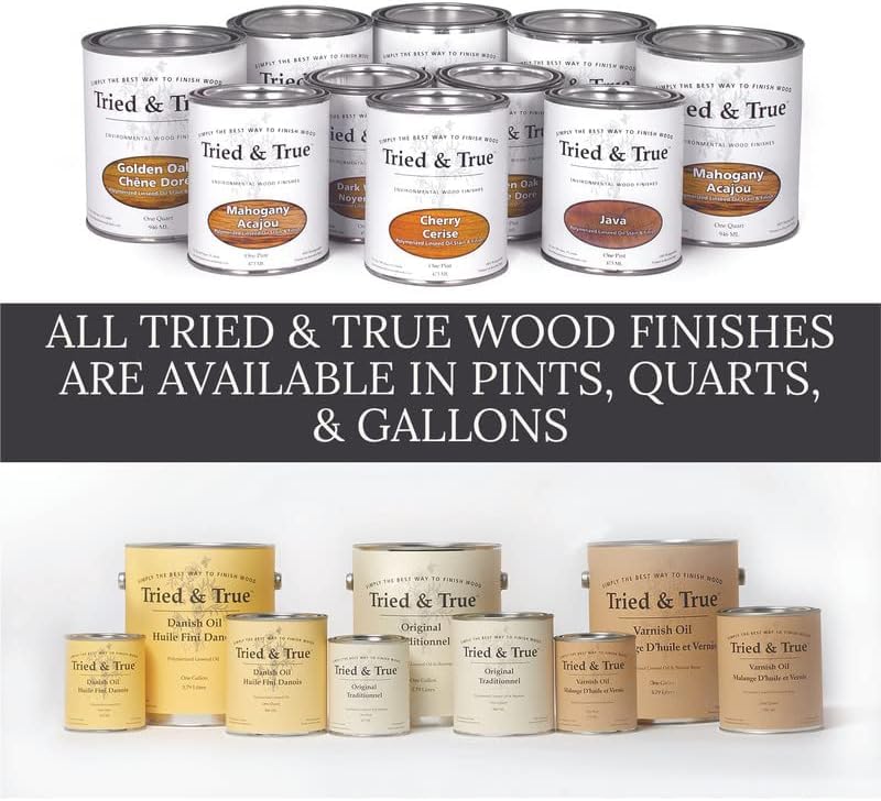 Tried & True Superior Varnish Oil Wood Finish & Sealer, 8 oz. - Natural Pine Resin & Linseed Oil, Ideal for Interior Furniture, Tables, Countertops - Food Safe, Scratch Resistant & Durable - size: 8 oz