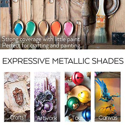 42 PCS Metallic Acrylic Paint Set of Premium 30 Colors，Professional Grade Metallic Paints with Bottles (2fl oz 60ml), Rich Pigments of Non Fading and Toxic Paints for Artist Hobby Painters Kids - style: 30 Colors Set of 42 PCS