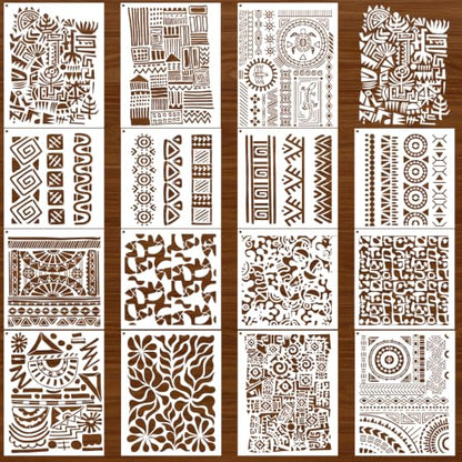 Mixed Stencils for Painting on Wood Reusable Geometric Stencils for Crafts - style: Textures