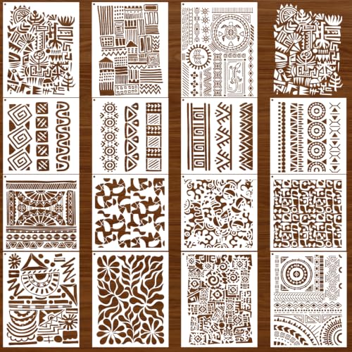 Mixed Stencils for Painting on Wood Reusable Geometric Stencils for Crafts - style: Textures