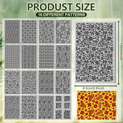 16 Pcs Floral Leaves Pattern Polymer Texture Clay Sheet Vintage Plants Patterns Rubber Texture Mat for Polymer Clay Making Earrings Jewelry DIY Crafts 4 × 2.5 Inch - style: Vintage Plants