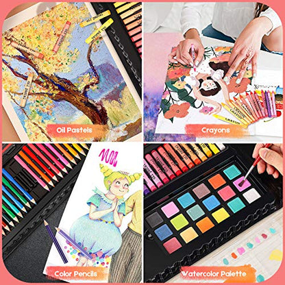 Caliart Art Supplies, 238 Pack Deluxe Art Set for Adults Artists | Painting Coloring Drawing Kit