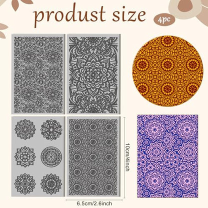 4 Sheets Mandala Flowers Clay Texture Mat Art Tribal Texture Polymer Clay Texture Sheets DIY Tools for Pottery Earring Jewelry Making Stamp Engraving Machines, 3.9x2.6inch - color: Tribal Texture