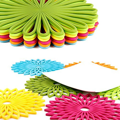ME.FAN Silicone Trivet Mat - Kitchen Hot Pads for Pots & Dish - Insulated Teapot Trivet - Flexible, Durable, Non-Slip Large Coasters 3 Set Desert Sage - color: 3set-desert Sage
