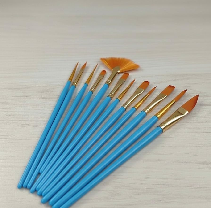 Acrylic Paint Brush Set, 15 pcs Nylon Hair Paint Brushes for All Purpose Oil Watercolor Face Body Rock Painting Artist, Small Painting Brush Kits for Kids Adult Drawing Blue - color: Blue