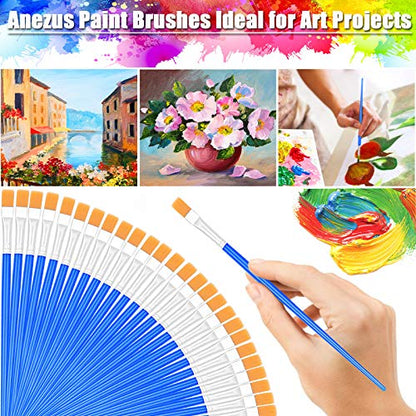100Pcs Small Paint Brushes Bulk, Anezus Flat Top Acrylic Classroom Brush for Kids Mini Paint Brushes for Touch Up Crafts Detail Painting - style: Flat Paint Brushed