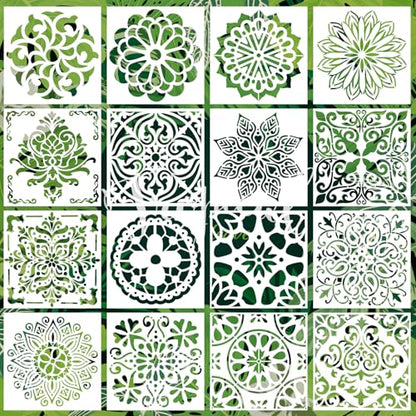 16 PCS Reusable Stencils, Mandala Stencils Mandala Dot Painting Templates Stencil for Painting DIY Art Scrapbook Fabric Furniture on Wood Floor Wall Tile, 6 x 6 Inch - color: L