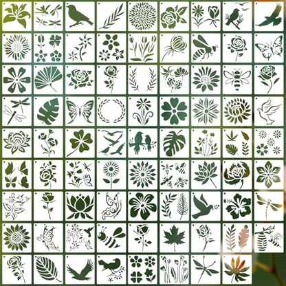 80 Pcs 3 Inch Stencils for Painting on Wood, Butterfly & Flower Stencils for Crafts Reusable Drawing Stencil for Kids Classroom Projects, Fabric Art, Wood Signs, Wall Murals, Engraving