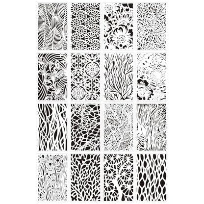 16 Pieces Stencils for Painting, Abstract Texture Mixed Media Art Supplies Crafts Reusable Layering Stencil Brick Pattern Templates for Drawing Card Making Canvas Furniture Paper (Type-A) - style: TYPE-A