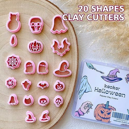 KEOKER Halloween Polymer Clay Cutters, Clay cutters for Halloween Earrings Making, 20 Shapes Halloween Clay Earrings Cutters, Pumpkin Clay Cutters For Polymer Clay Jewelry (ALL 1) - color: ALL 1