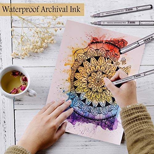Precision Micro-Line Pens, Fineliner, Multiliner, Waterproof Archival ink, Artist Illustration, Anime, Sketching, Technical Drawing, Office Documents & Scrapbooking, Manga Pens Writing, 10/Set(Black)