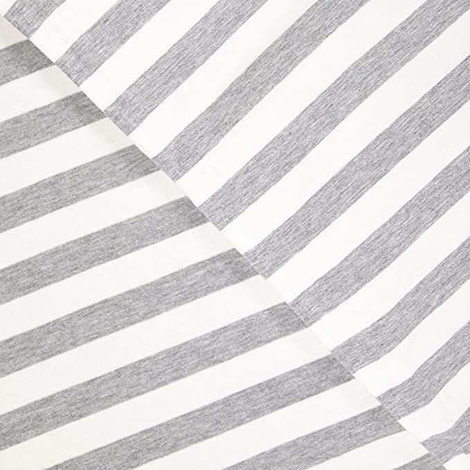 FabricLA Rayon Spandex Jersey Knit Fabric 1" Stripes - 58/60" Inches (150 CM) Wide by The Yard - 4 Way Stretch Fabric - Light to Medium Fabric 220 GSM - (Cream, Grey) - 5 Yards - color: Cream, Grey, size: 5 Yard Pre Cut