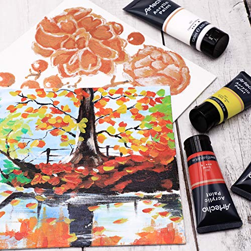 Artecho Acrylic Paint Set, 7 Primary Colors - 6x2.02oz/60ml & 1x4.05oz/120ml Titanium White Tubes, Art Craft Paints for Canvas, Rock, Wood, Fabric, Art Supplies - color: 7 Basic Colors, style: Regular