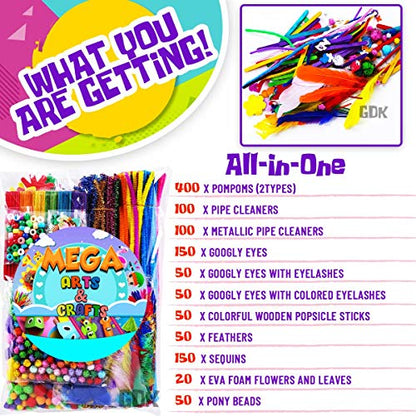 Goody King Arts and Crafts Supplies for Kids - 1170Pcs+ Craft Art Supply Kit for Toddlers Kids Craft Supplies & Materials Age 4 5 6 7 8 9 - Christmas D.I.Y. Crafting School Supplies - size: Xlarge