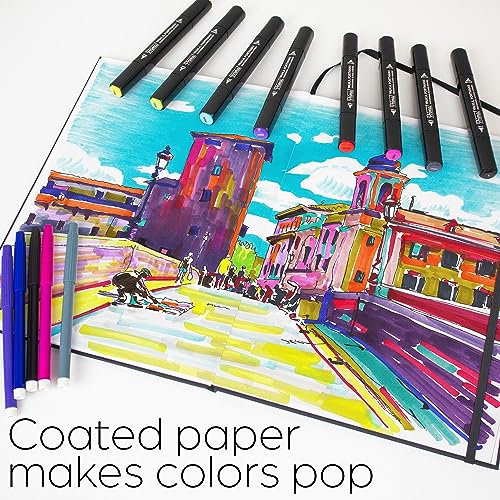 WA Portman A4 Bleedproof Marker Paper Sketchbook for Drawing – 60 Sheets/120 Pages Alcohol Marker Paper Pad with 157 GSM Thick Pages – Durable Sketchbook Hardcover – Ideal Journaling Book for Artists