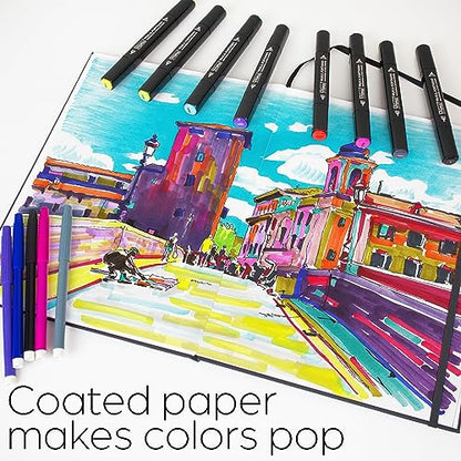 WA Portman A4 Bleedproof Marker Paper Sketchbook for Drawing – 60 Sheets/120 Pages Alcohol Marker Paper Pad with 157 GSM Thick Pages – Durable Sketchbook Hardcover – Ideal Journaling Book for Artists