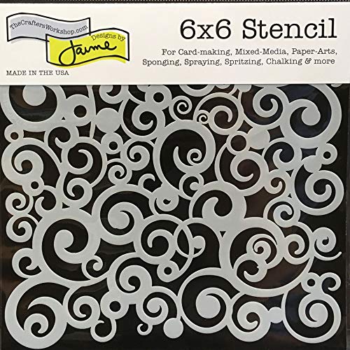 The Crafters Workshop Stencils, Reusable for Crafts, Art, Greeting Cards, Paint or Mixed Media, 2 Pk, 6" x 6", Cosmic Swirl/Mod Spiral - style: Cosmic Swirl / Mod Spiral 6x6