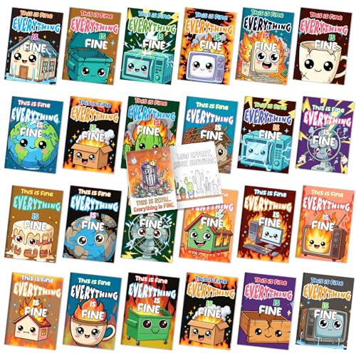 Liliful 24 Pcs Dumpster Fire Coloring Book Set Mini This is Fine Color Books Bulk Adult Humor Coloring Books for Stress Relief Office Leisure Humor Enthusiast Gifts - style: Dumpster Fire
