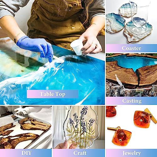 Epoxy Resin 2 Gallon - Crystal Clear Epoxy Resin Kit - Self-Leveling, High-Glossy, No Yellowing, No Bubbles Casting Resin Perfect for Crafts, Table Tops, DIY 1:1 Ratio - size: 2 Gallon Kit