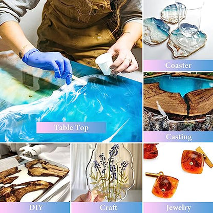 Epoxy Resin 2 Gallon - Crystal Clear Epoxy Resin Kit - Self-Leveling, High-Glossy, No Yellowing, No Bubbles Casting Resin Perfect for Crafts, Table Tops, DIY 1:1 Ratio - size: 2 Gallon Kit