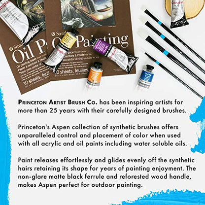 Princeton Aspen Bright Brush, Synthetic, Long Handle, Size 8, 1 Count - color: Black, size: Size 8