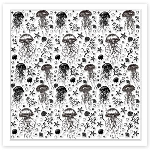 CHGCRAFT Jellyfish Polymer Clay Texture Sheets Shells Coral Silicone Texture Stamp Clay Texture Mat Flower Modeling Pattern Pad Texture Sheets for Polymer Clay Jewelry and Clay Earrings Tools - style: Jellyfish