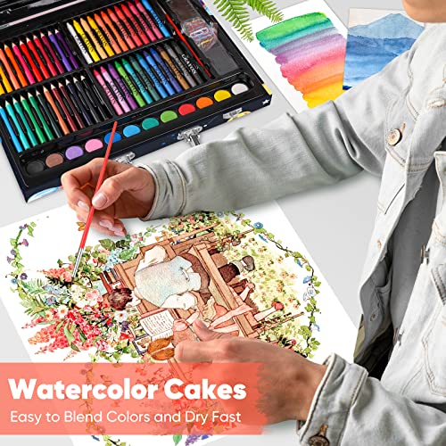 Soucolor 183-Pack Cute Preppy Stuff School Office Teacher Supplies: 48 ct Crayons, 24 Oil Pastels, 24 Drawing Pencils, Art Markers, Watercolor Cakes, Sketch Papers, Classroom Must Have, Stocking Stuff - style: Spaceship