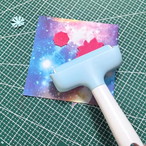 FAUOSWUK Rubber Brayer Roller, Silicone Roller and Tweezers Kit, Boat Flooring Install Printmaking Painting Stamping Wallpaper Gluing for Bubble Removal, Gripping and Lifting Threads (Light Blue) - color: Light Blue