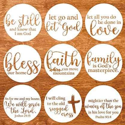 Round Christian Stencils 12” Religious Faith Stencil Jesus Plastic Stencils for Painting on Wood Canvas Mat Door Hanger - style: Christian
