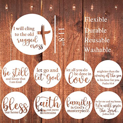 Round Christian Stencils 12” Religious Faith Stencil Jesus Plastic Stencils for Painting on Wood Canvas Mat Door Hanger - style: Christian