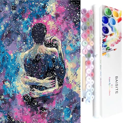 BAISITE Paint by Numbers Kit for Adults Beginners,16" Wx20 L Canvas for Painting Kits for Adults in Colorful Box-Cosmic Hug 8217 - color: HXL-8217-1, size: Without Frame(20"X16")